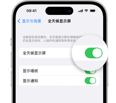 青羊苹果15预约维修分享iPhone15如何设置全天候显示屏幕可见 