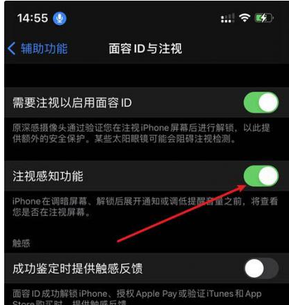 青羊苹果14维修网点分享iPhone14注视感知功能有什么用 